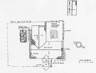 Le plan de masse du buron. Echelle 4m