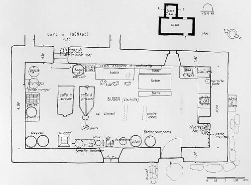 Le buron de Puech Cremat (bas) - plan du rez de chaussée